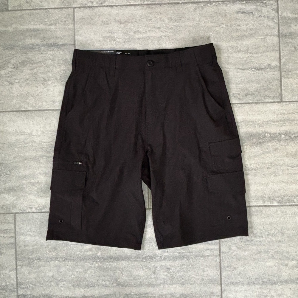 Iron‎ Co. Men's Black Stretch Tech Shots Size 32 Cargo Pockets 11" Inseam